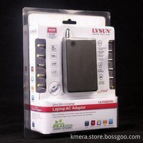90W Smart Universal Laptop AC/DC Adapter with 12 to 24V Wide Output Voltage and 17mm Thickness